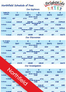 Northfield Schedule of Nursery Fees