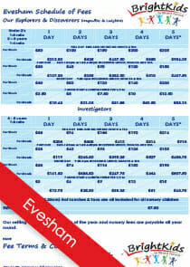 Evesham Schedule of Nursery Fees