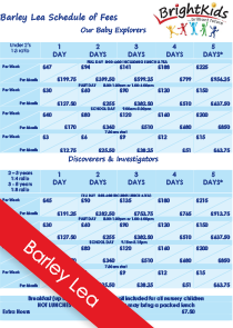 Barley Lea Schedule of Nursery Fees