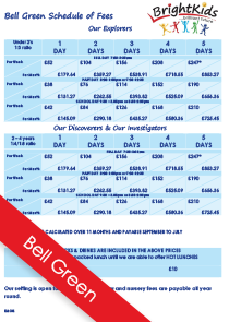 Bell Green Schedule of Nursery Fees