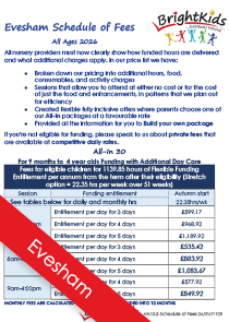 Evesham Schedule of Nursery Fees